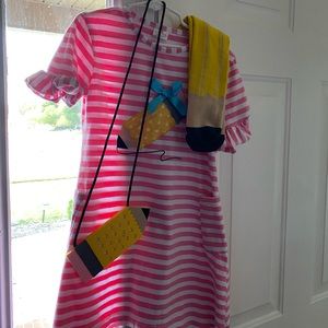 Back to School Outfit (Dress, Socks, pencil purse)